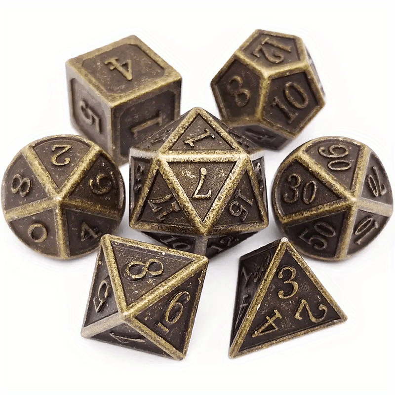 7pcs Metal Dice Set for Boards and Clubs - Retro Design - Christmas Gift