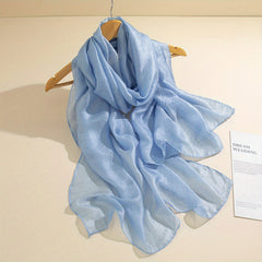 Fluffy Gauze Long Scarf Hijab Solid Shawl Women Turban Windproof Head Wrap