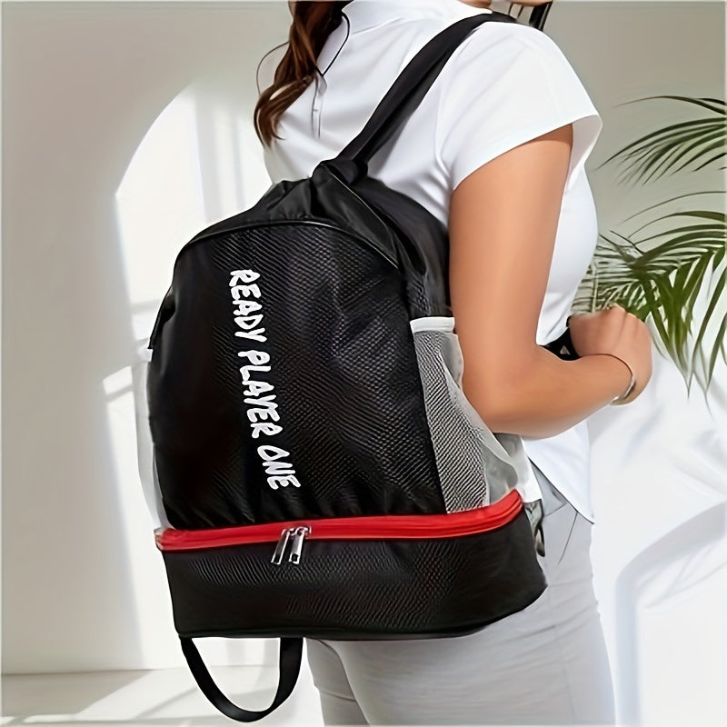 Basketball Storage Bag Drawstring Backpack with Shoe Compartment