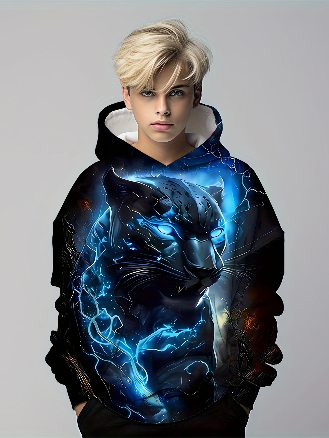 Kids Leopard Print Hoodie Street Wear Sweatshirt