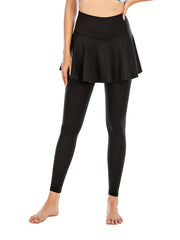 2 In 1 Skinny Leggings Casual Stretchy Skirt Leggings