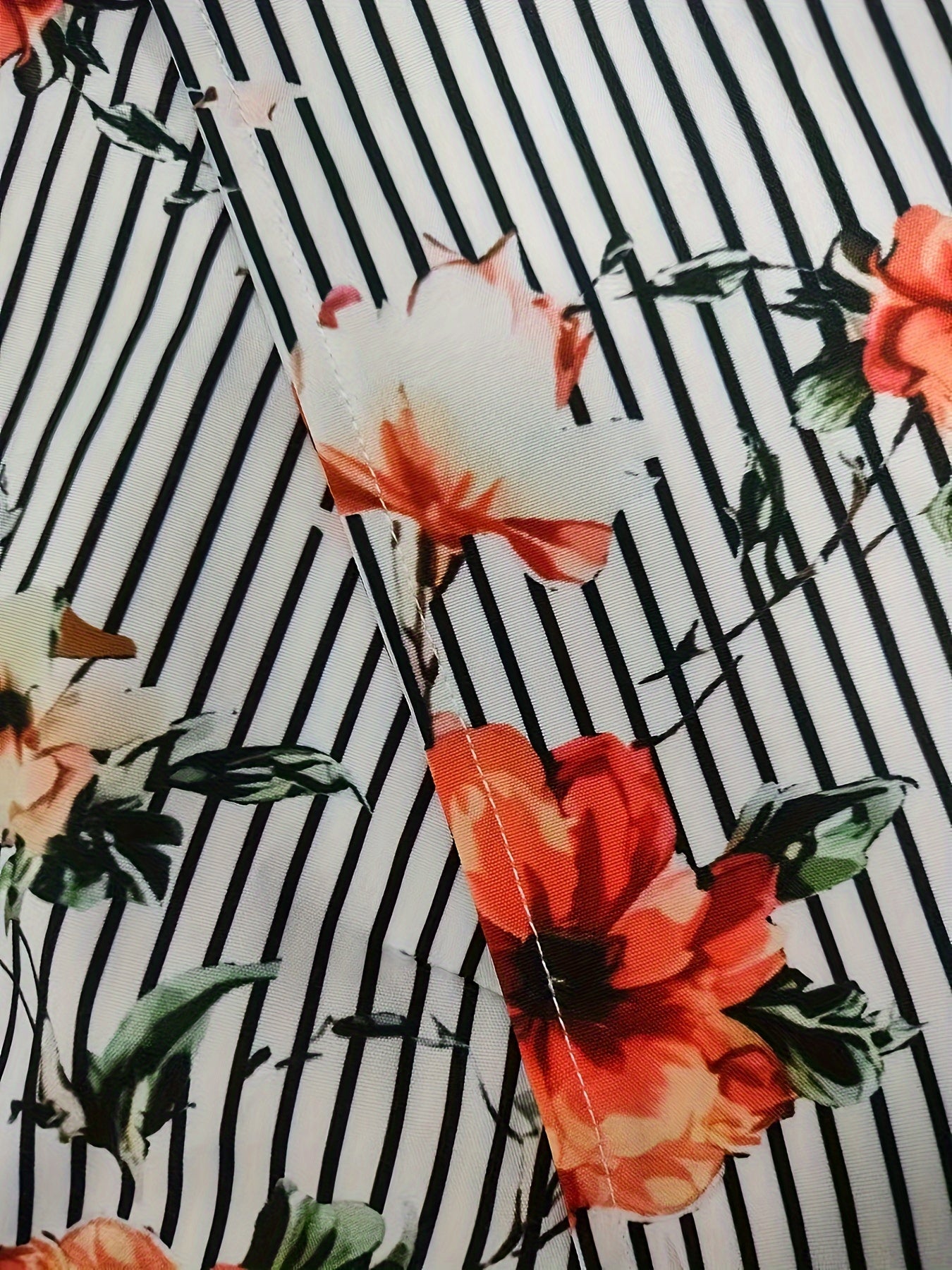 Women's Plus Stripe & Floral Print Maxi Dress