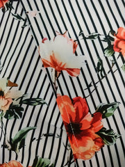 Women's Plus Stripe & Floral Print Maxi Dress