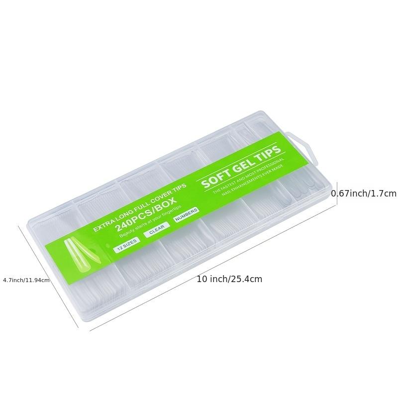 240Pcs C Curve Nail Tips Clear False Nail Tips for Gel Acrylic Press On Nails