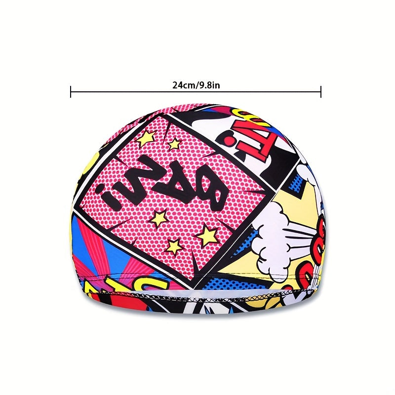 Colorful Printed Swimming Cap Elastic One-piece