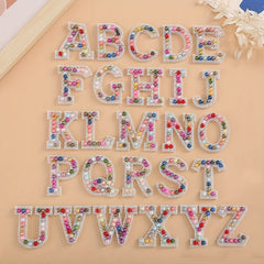 26pcs Pearl Rhinestone Letter Shape Patches DIY Clothing Accessories
