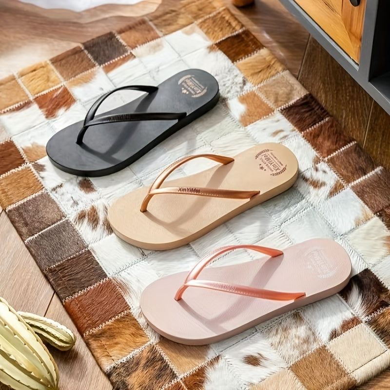 Women's Letter Print Flip Flops Casual Clip Toe Flat Summer Shoes