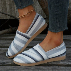 Women's Striped Pattern Sneakers Slip On Outdoor Shoes Lightweight Walking Shoes