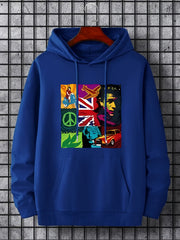 Men's Patchwork Graphic Hoodie Casual Slightly Stretch