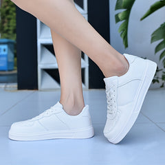 Women's Block Lace up Low Top Fashionable Board Shoes