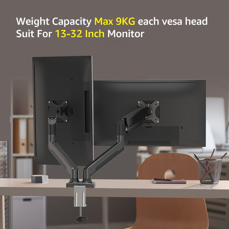 PC Monitor Arm Dual Stand Adjustable Spring Desk Mount For Dual Monitors