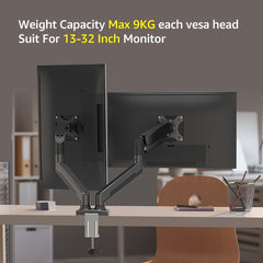 PC Monitor Arm Dual Stand Adjustable Spring Desk Mount For Dual Monitors