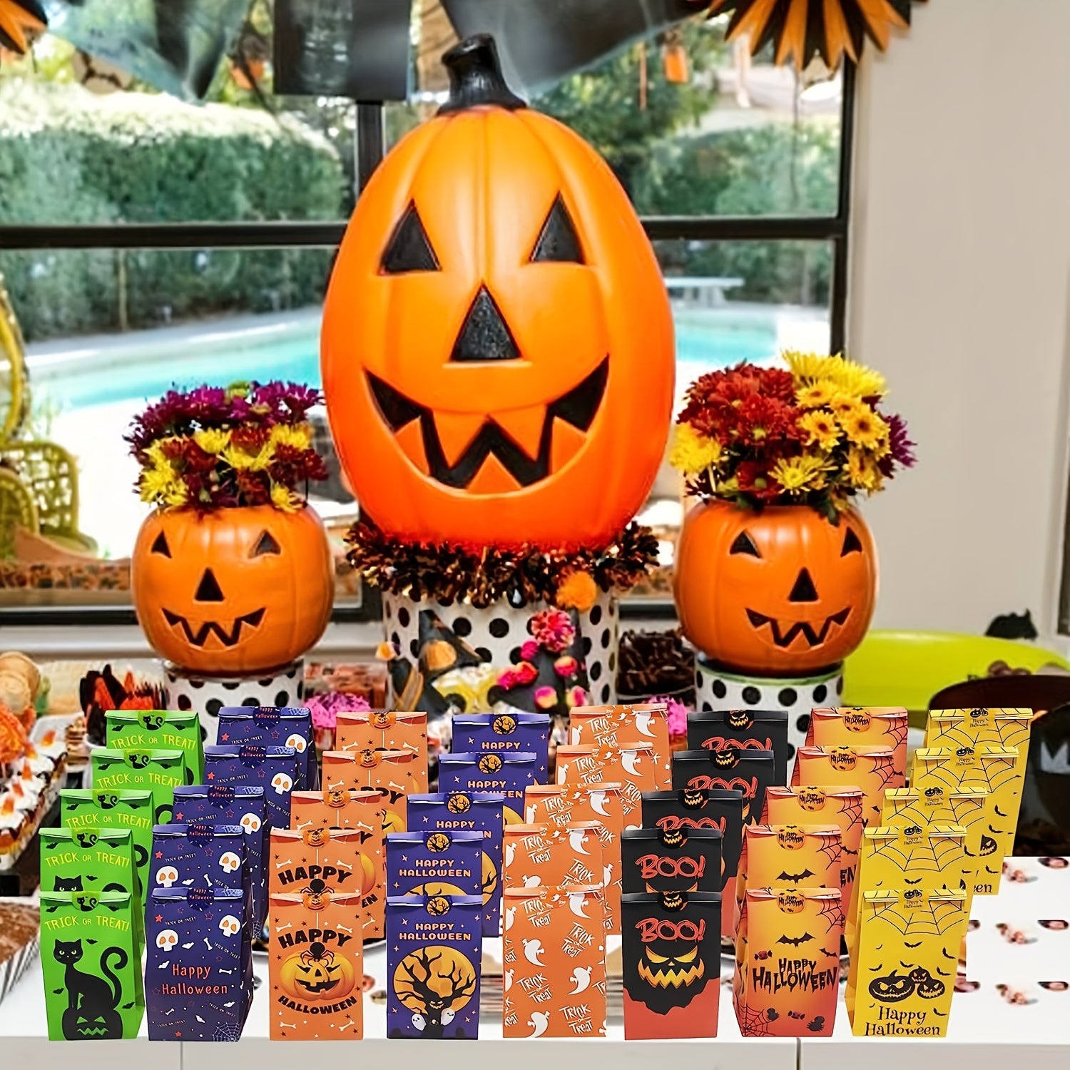 40 Pcs Halloween Paper Bags & Stickers for Candy Storage