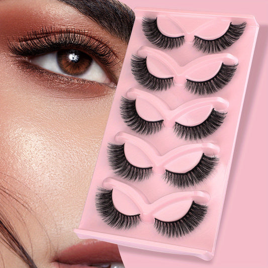 Fluffy Cat Eye False Eyelashes Natural Look Wispy Curl Strip Lashes