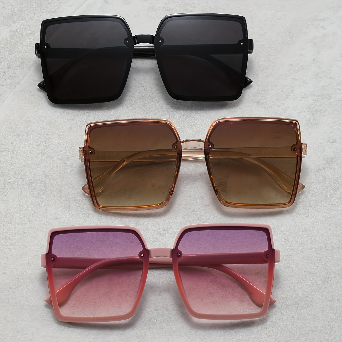 3 Pairs Men's Large Frame Sunglasses UV Resistant for Holiday Outdoor