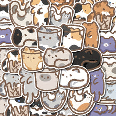 48pcs Liquid Cup Cat Sticker for Laptop Phone Bottle DIY Decoration