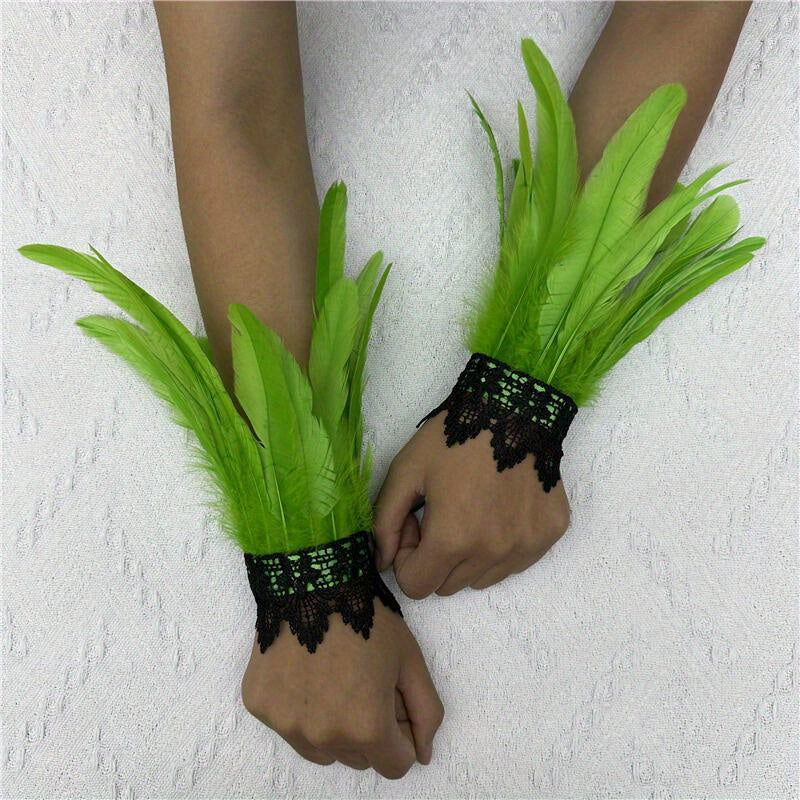 Faux Feather Wrist Band Lace Bracelet Halloween Party Cosplay