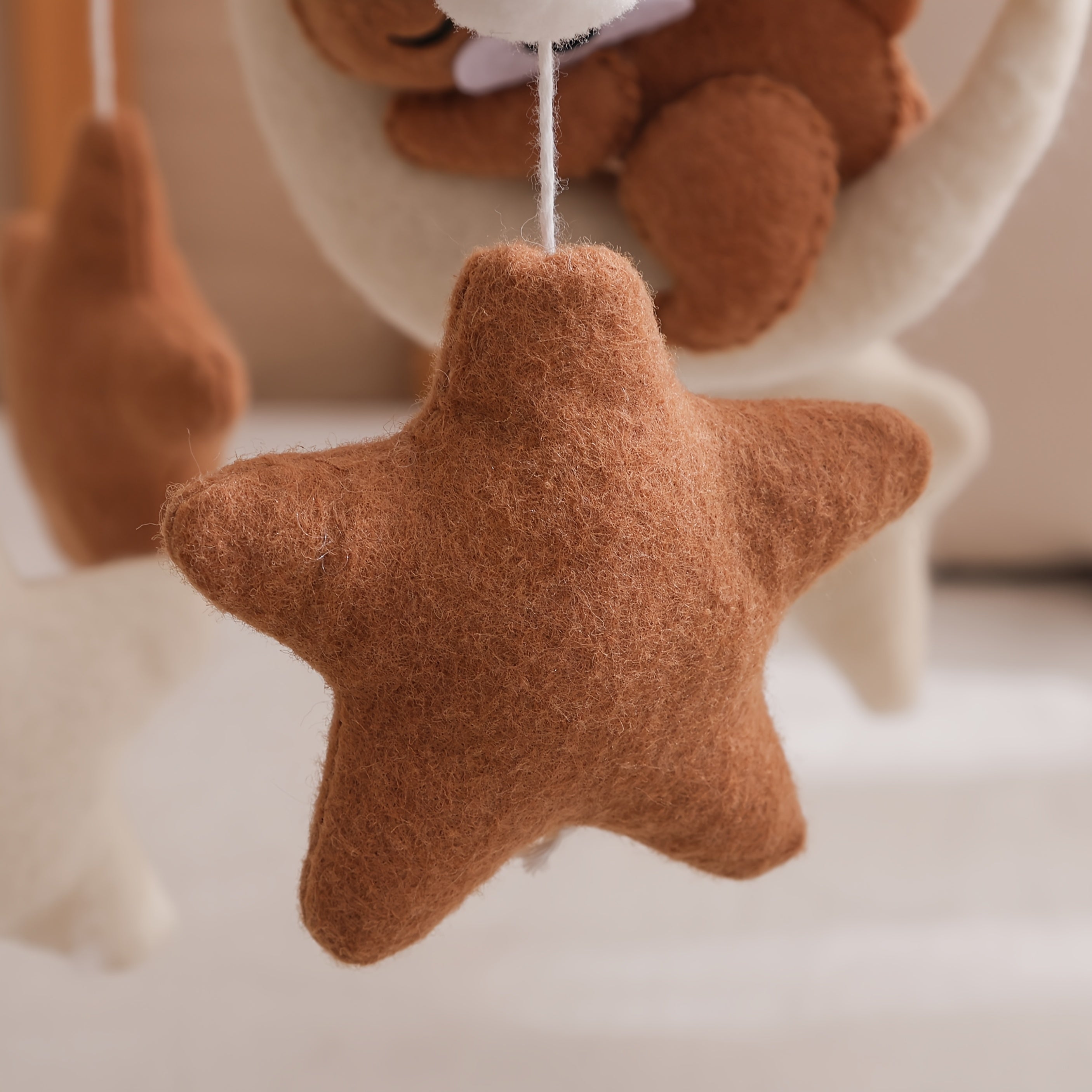 Baby Sheep & Star & Moon Bed Bell Brown Bear Theme Crib Mobile