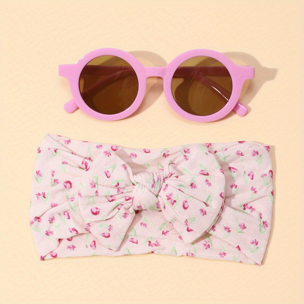 2pcs Fruits Floral Print Headbands & Sunglasses Set for Girls