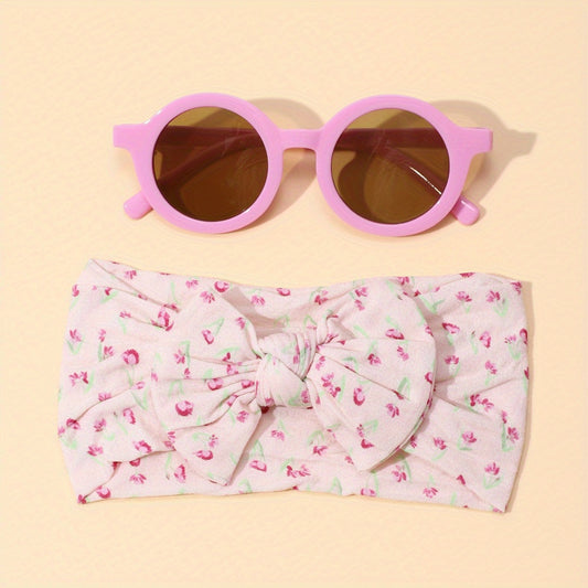 2pcs Fruits Floral Print Headbands & Sunglasses Set for Girls