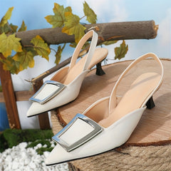 Pointed Toe Kitten Heels Slingback Sandals