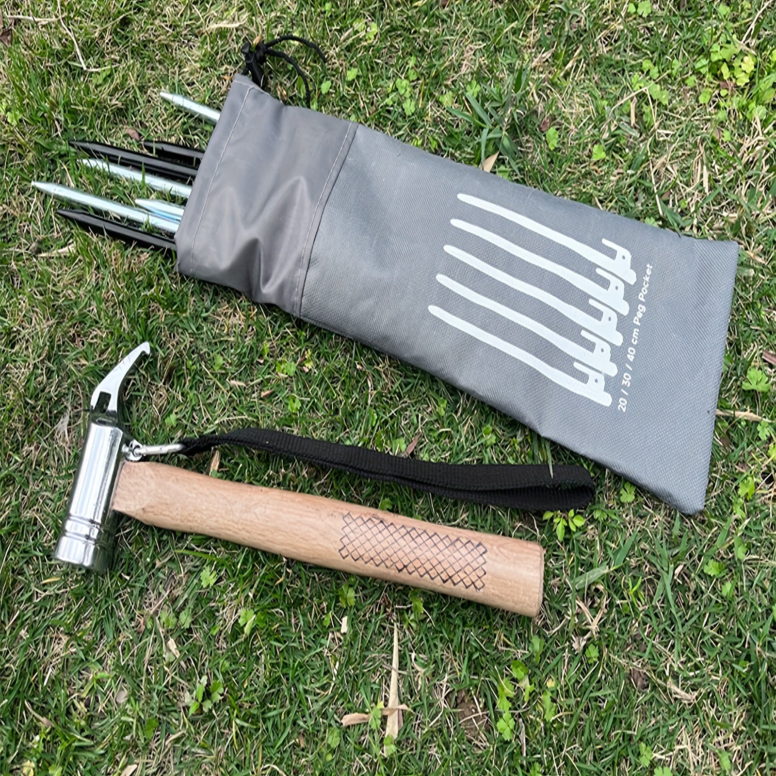 Portable Gray Ground Nail Storage Bag Camping Accessories