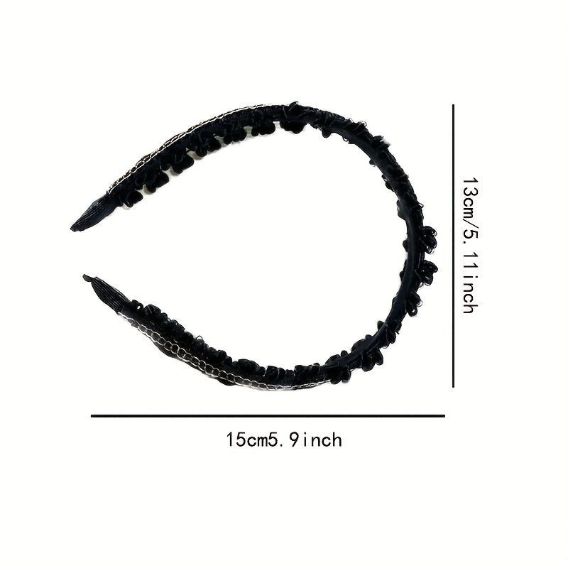 Boho Embroidery Headband Wide Head Hoop Retro Style Headdress Hair Accessories