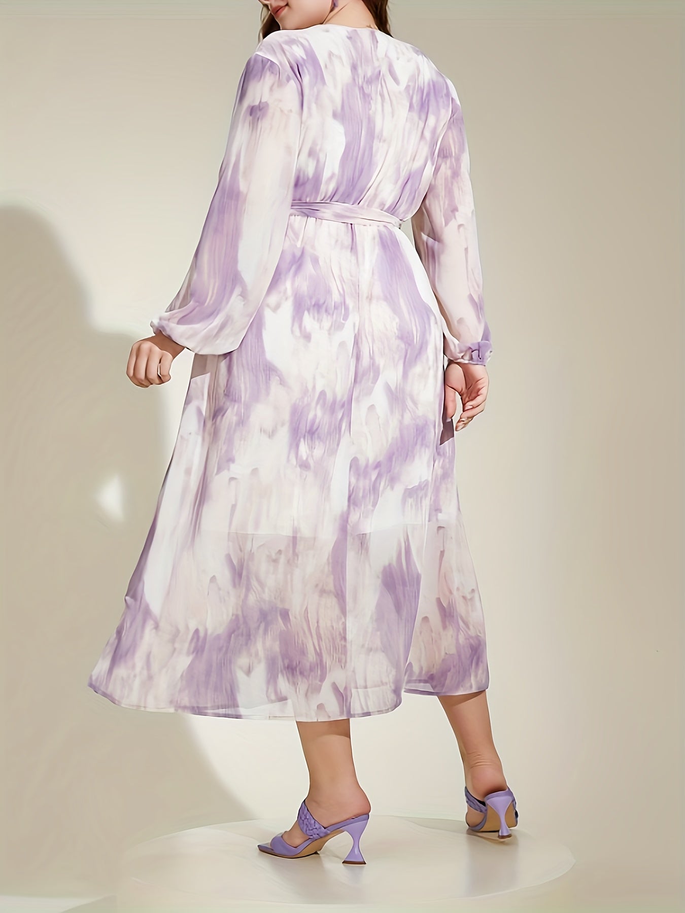  Tie Dye Maxi Dress with Lantern Sleeves