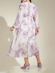  Tie Dye Maxi Dress with Lantern Sleeves
