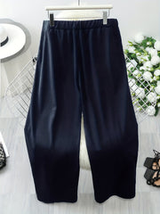  Solid Knit High Waist Wide Leg Pants