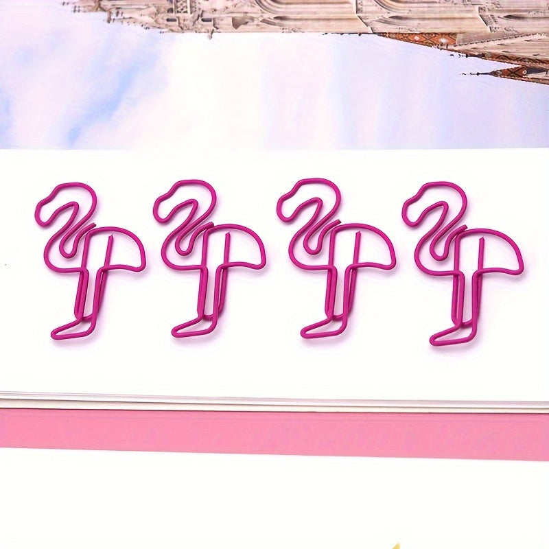 30 Flamingo Paper Clip Rose Red Office Data Clip Stationery Metal Gift
