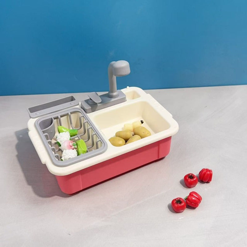 Dollhouse Kitchen Scene with Vegetable Sink and Dish Stand
