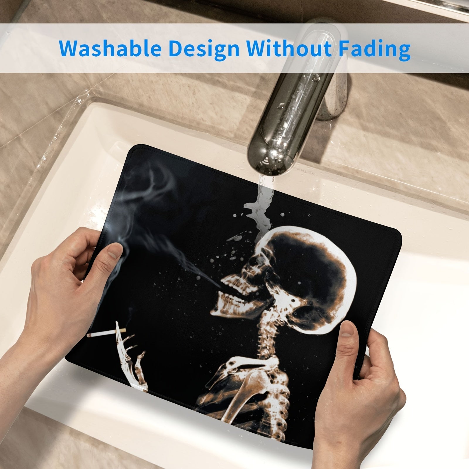 Skull Smoking Pattern Mouse Pad - Office Home Gaming Accessory