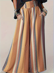  Polka Dot & Striped High Rise Wide Leg Trousers