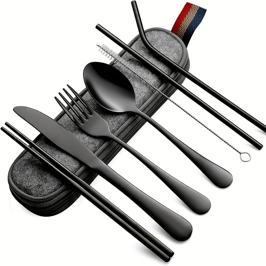 8pcs Travel Cutlery Set Stainless Steel Flatware Set