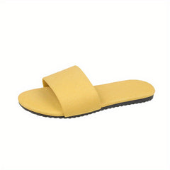 Women's Solid Slides Casual Slip On Flat Beach Shoes Lightweight