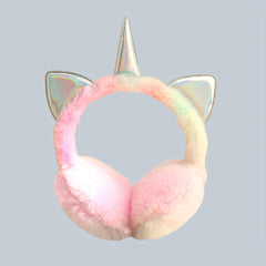 Stretchable Unicorn Ear Warmers with Rainbow Plush
