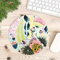Cartoon Flowers Round Mouse Pad - Stylish Mousepad - Holiday Gift