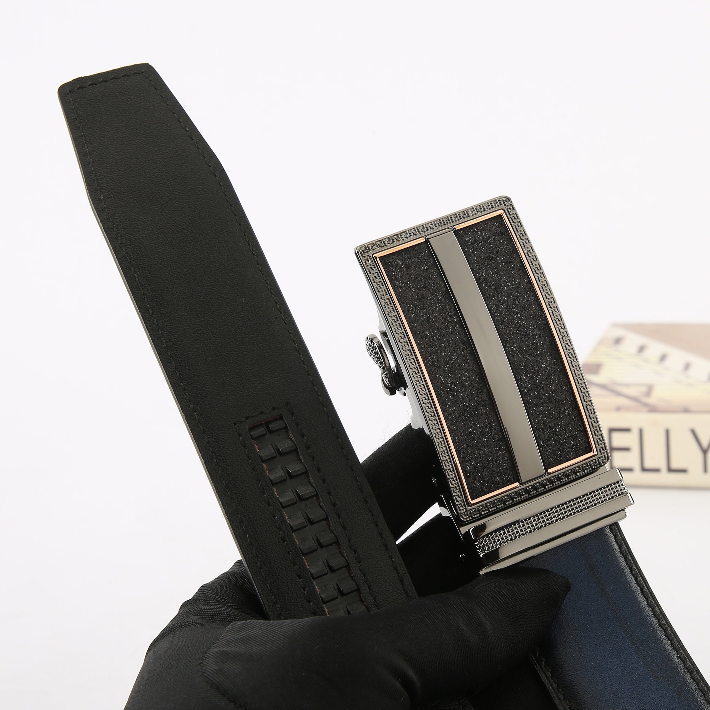 Men's Leather Belt Automatic Buckle Business Suit Waist Strap