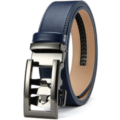 Men's Leather Adjustable Belts Slide Trim Ratchet With Automatic Metal Buckles