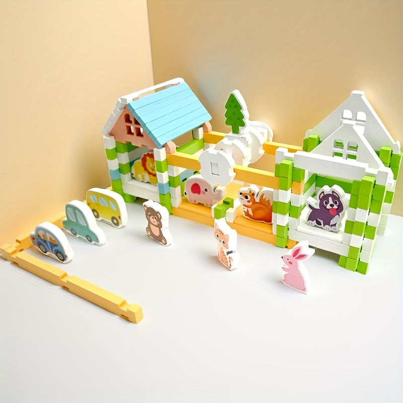 120pc Wooden Building Blocks, Educational Toy for Kids