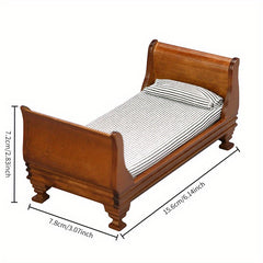 1:12 Scale Maroon Vintage Single Bed Dollhouse Accessory