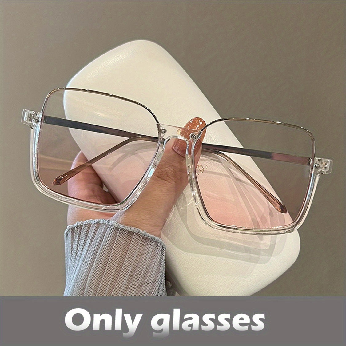 Gradient Clear Lens Glasses Y2K Anti Light Square Frame Glasses