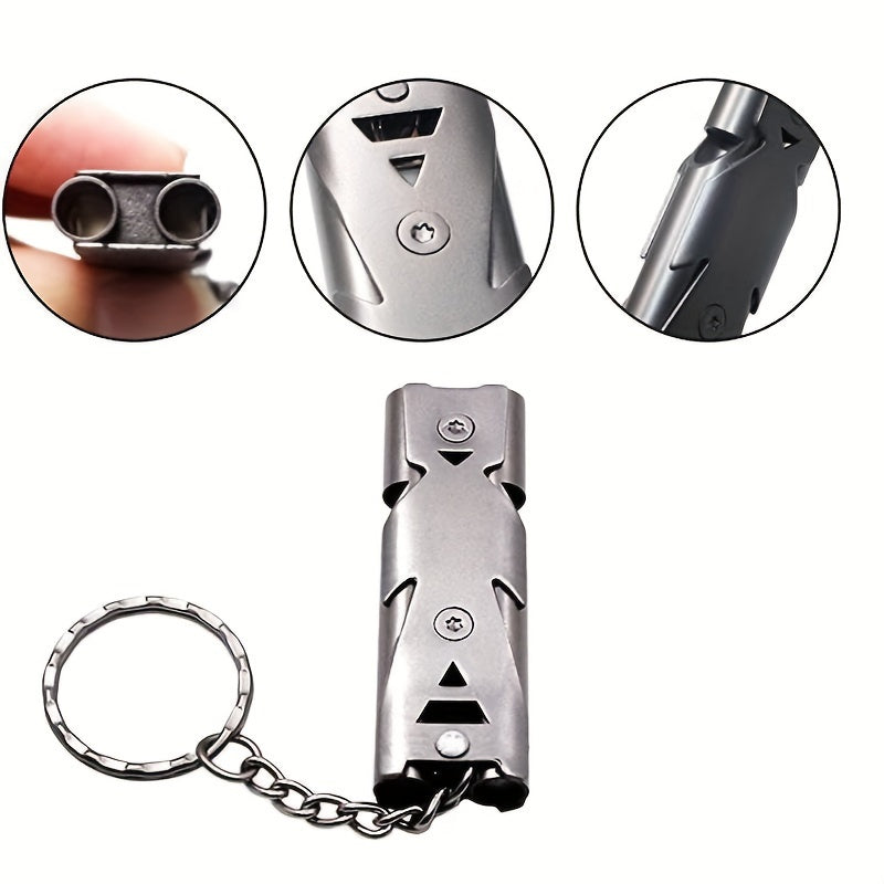 Dual Tube Survival Whistle Portable Safety Whistle SOS Keychain