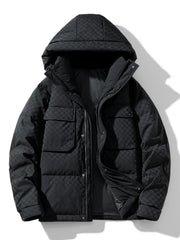 Casual Check Pattern Puffer Jacket for Women