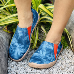 Women's Colorblock Canvas Slip-On Shoes Round Toe Flat Comfy Shoes