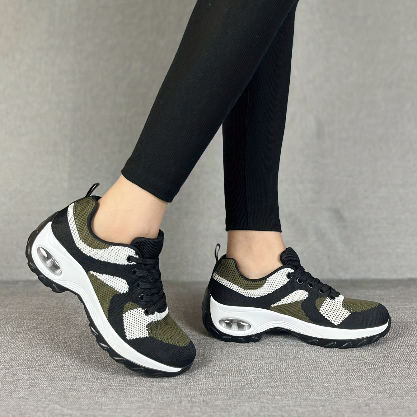 Women's Block Flying Woven Running Shoes Air Cushion Sneakers