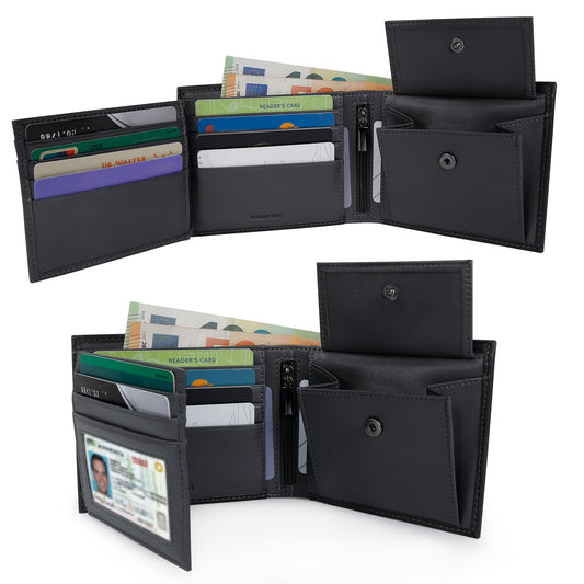 RFID Blocking Leather Men's Wallet with Coin Pocket