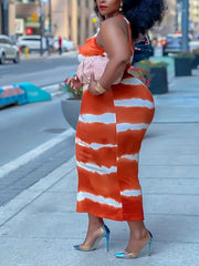  Tie Dye Cross Neck Bodycon Maxi Dress Women