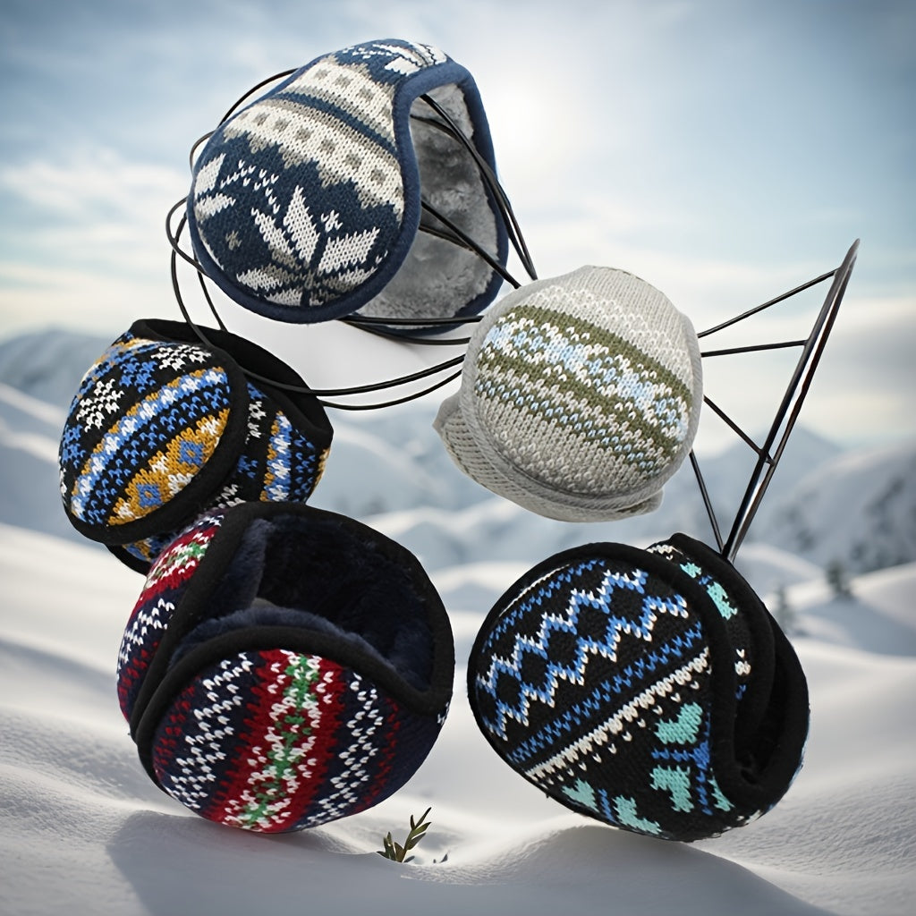 Festive Holiday Earmuffs Snowflake & Star Patterns